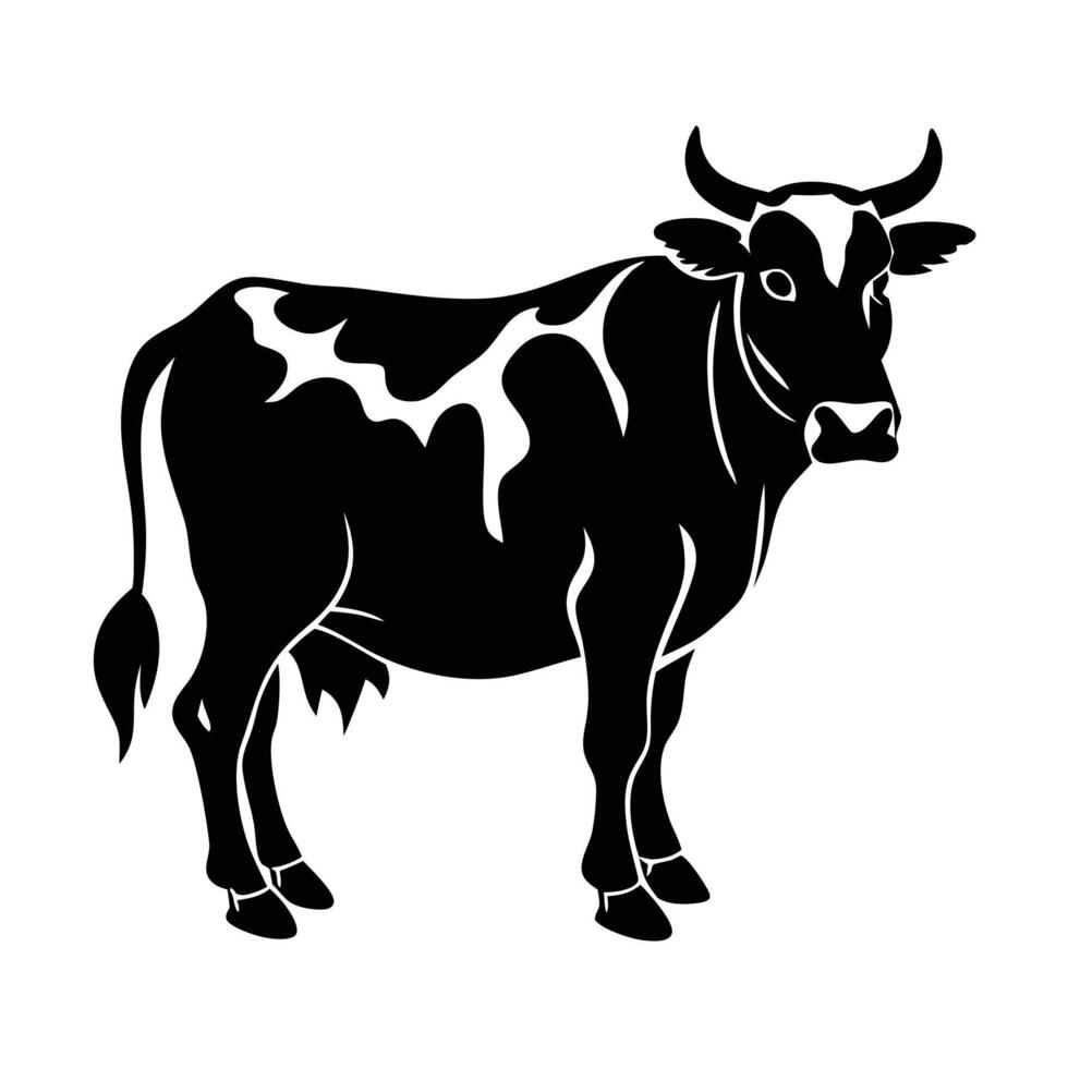 A bold, stylized silhouette of a cow, perfect for agricultural themes, branding, or educational materials. vector
