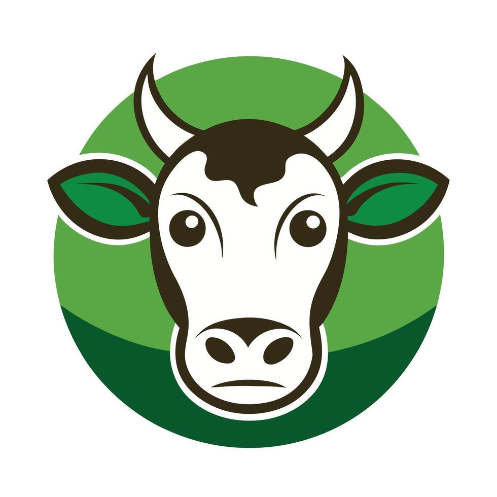 cartoon-like illustration of a cow's head. vector