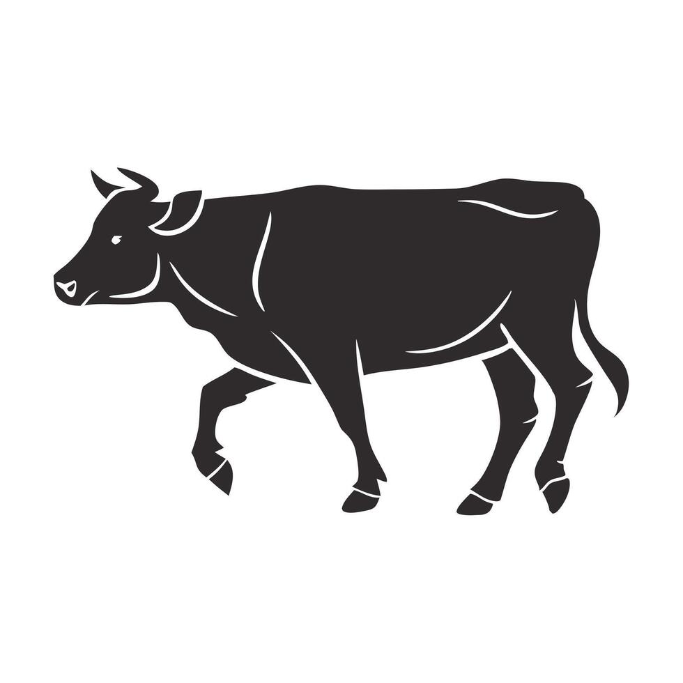 Silhouette of a cow, perfect for farm-themed designs. vector