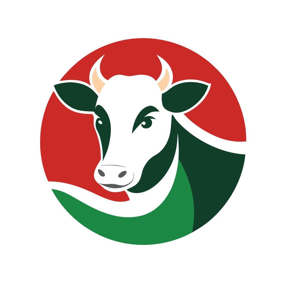 Simple, stylized cow head graphic for dairy products. vector