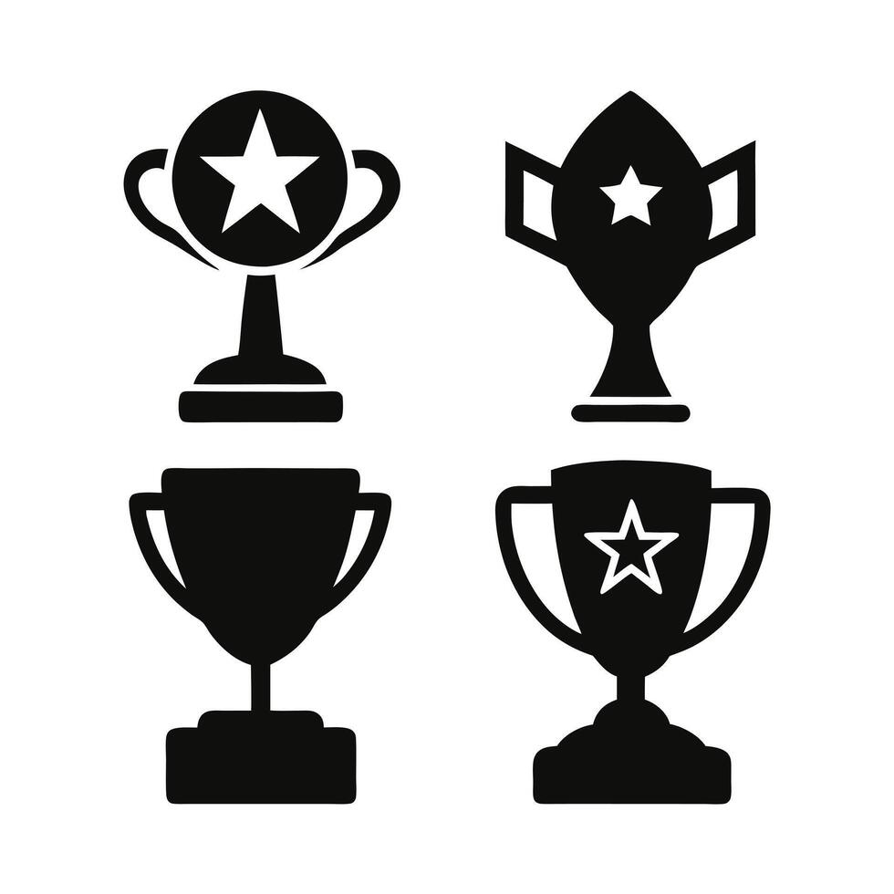 Four Award Trophy Silhouettes in Flat Design vector