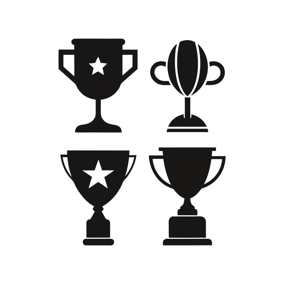 Collection of Black and White Trophy Icons vector