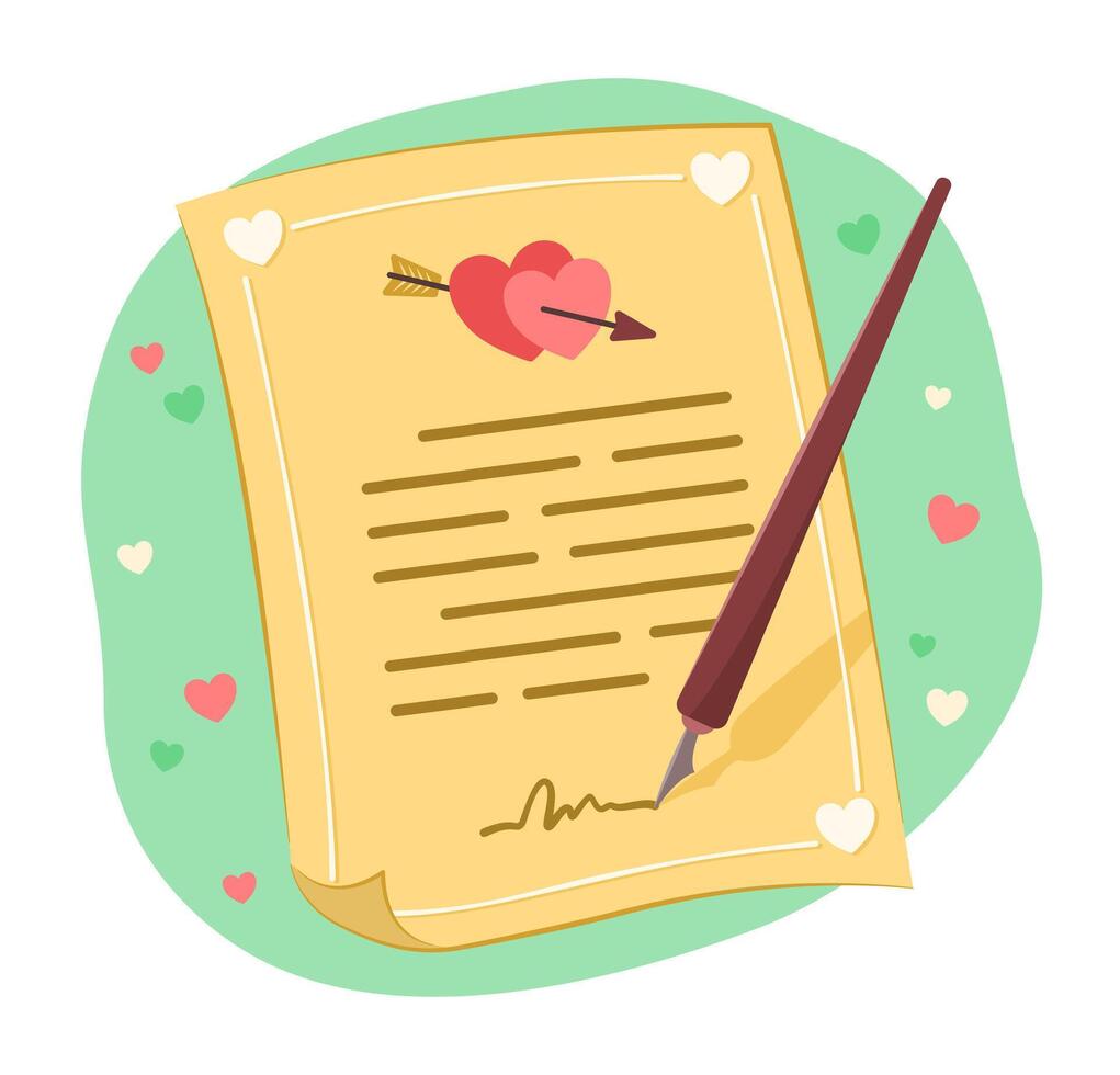 Marriage Certificate Document with Signature for Love and Marriage Concept Illustration vector