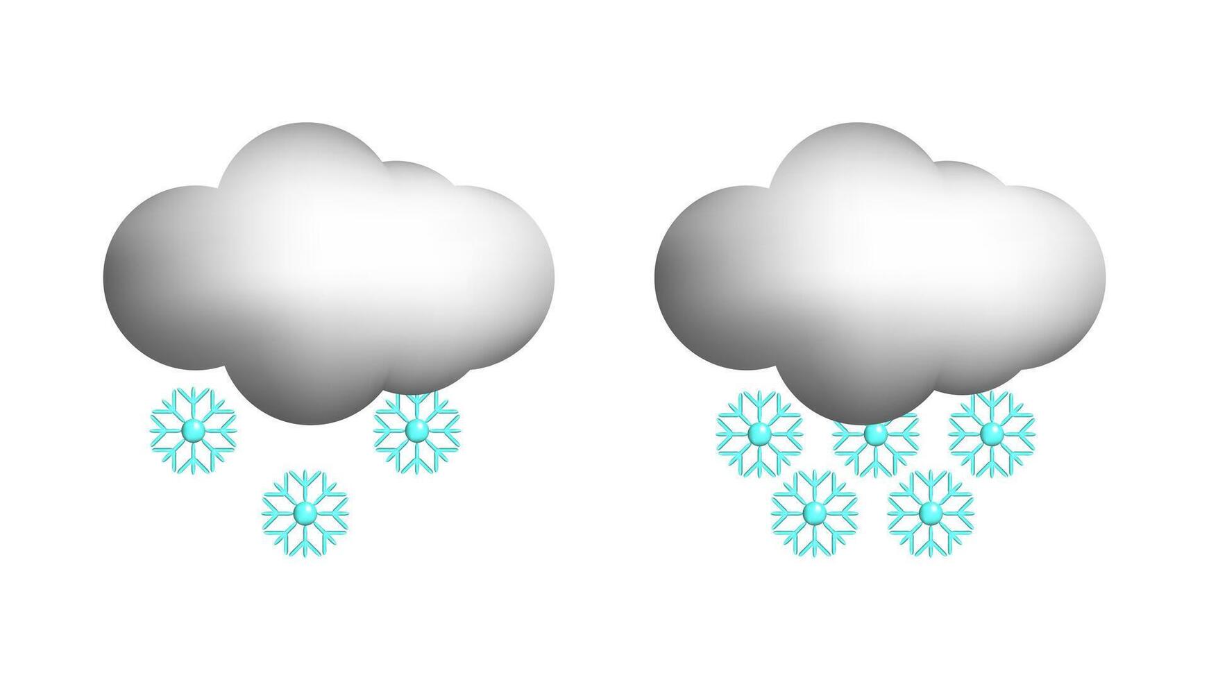 Weather 3d icons realistic isolated set. Heavy snowfall. Design weather app web site game logo banner. Meteorology concept. vector