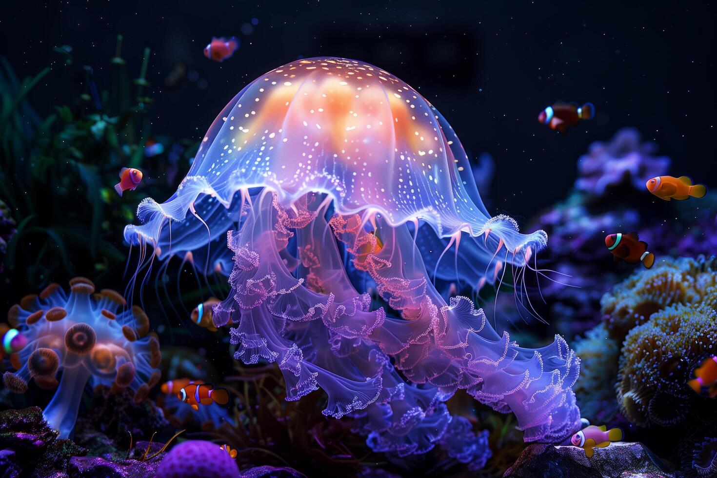 Jellyfish, coral, sea, fish, fish tank, fish, underwater, underwater, photo