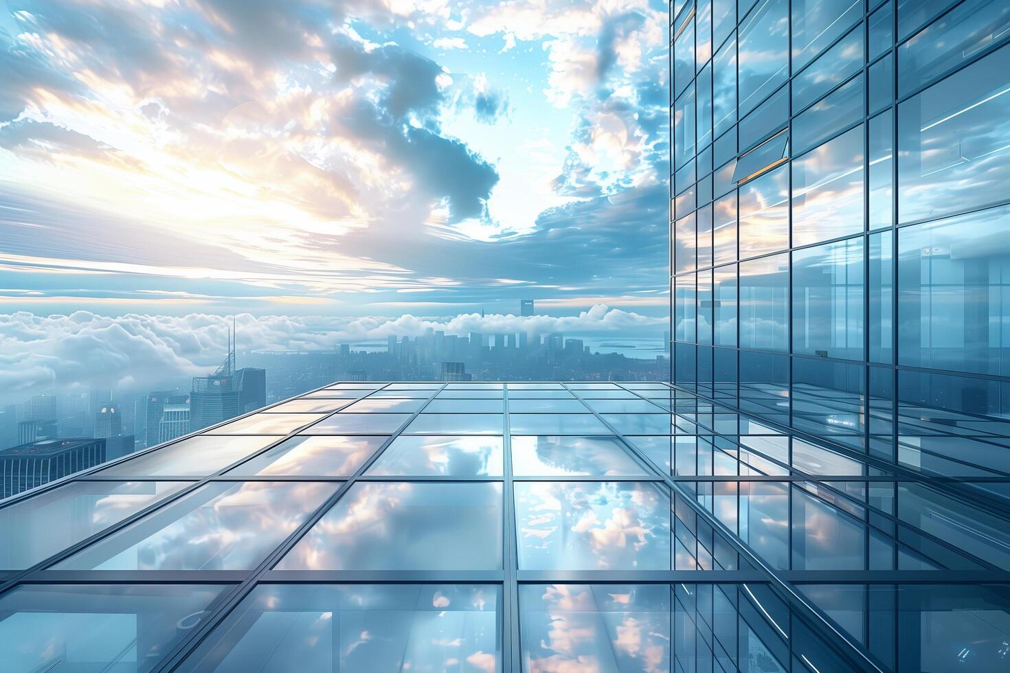 A view of the city from the top of a building photo