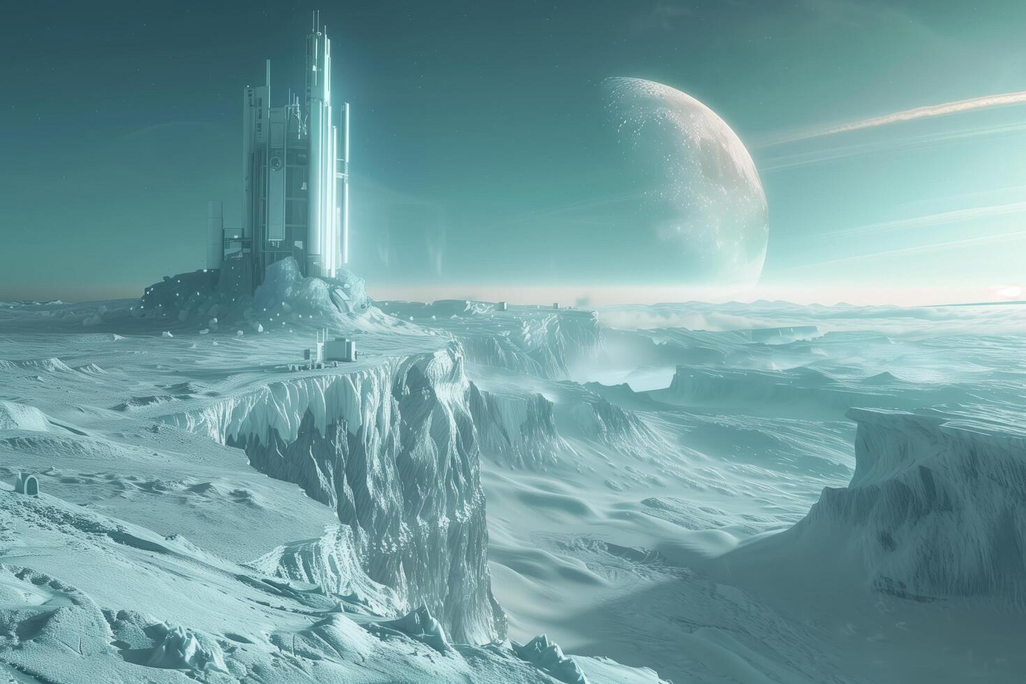 A futuristic city in the middle of the ocean photo
