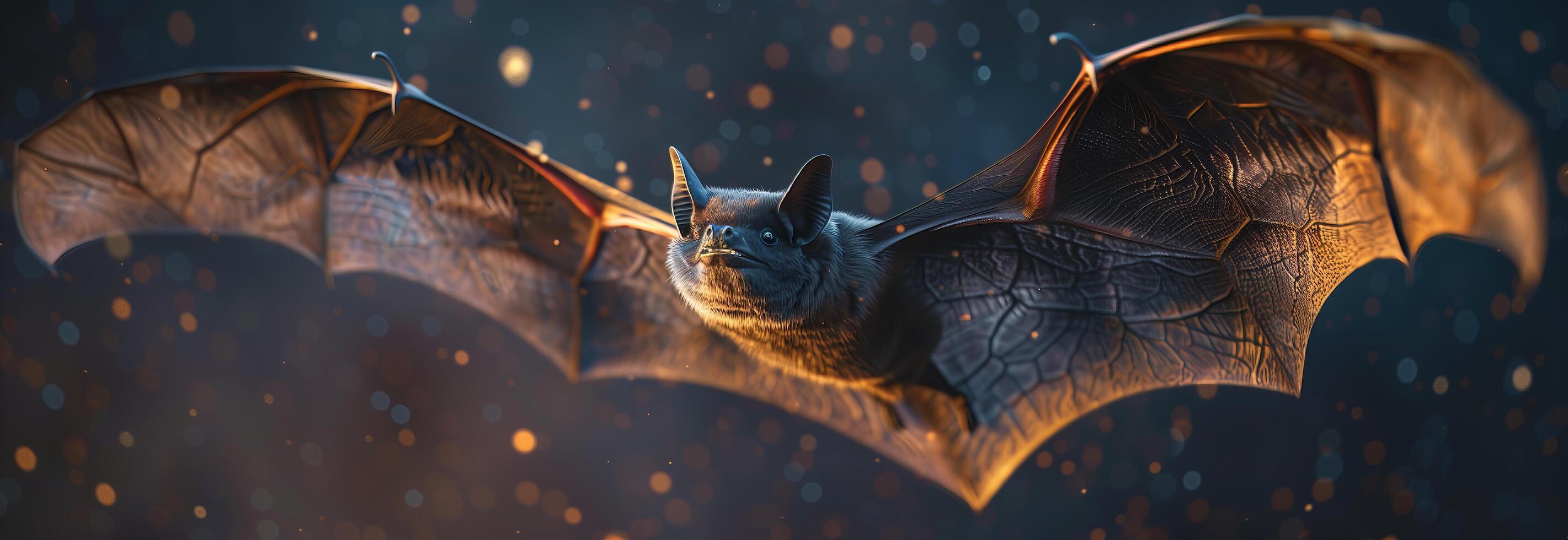A bat flying in the air with raindrops on it photo