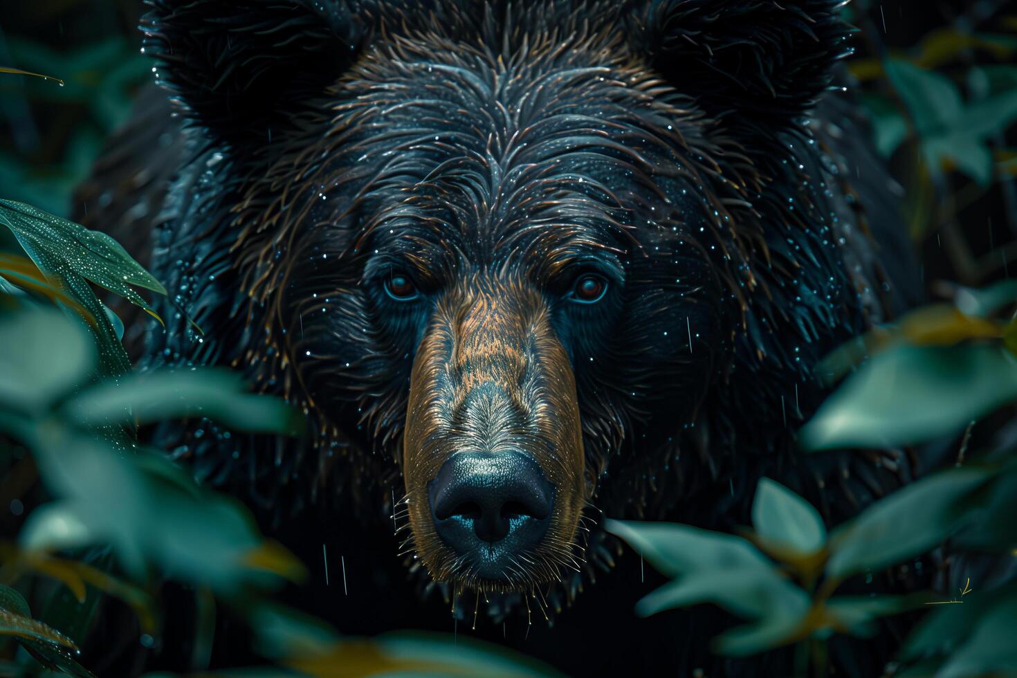 A bear is in the woods photo