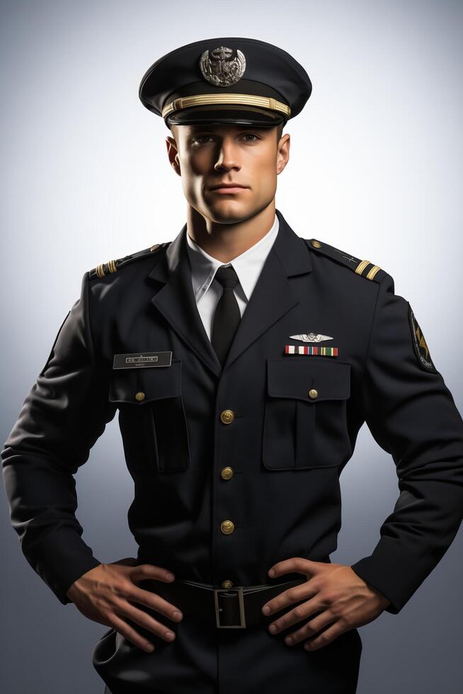 A man in uniform posing for the camera photo