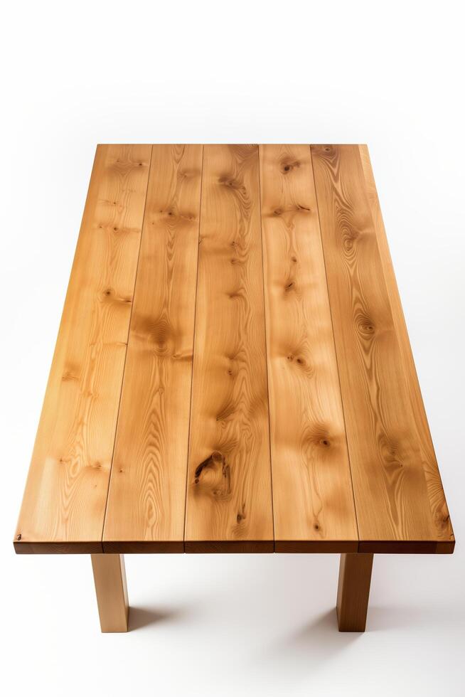 A table with a wooden top and legs photo