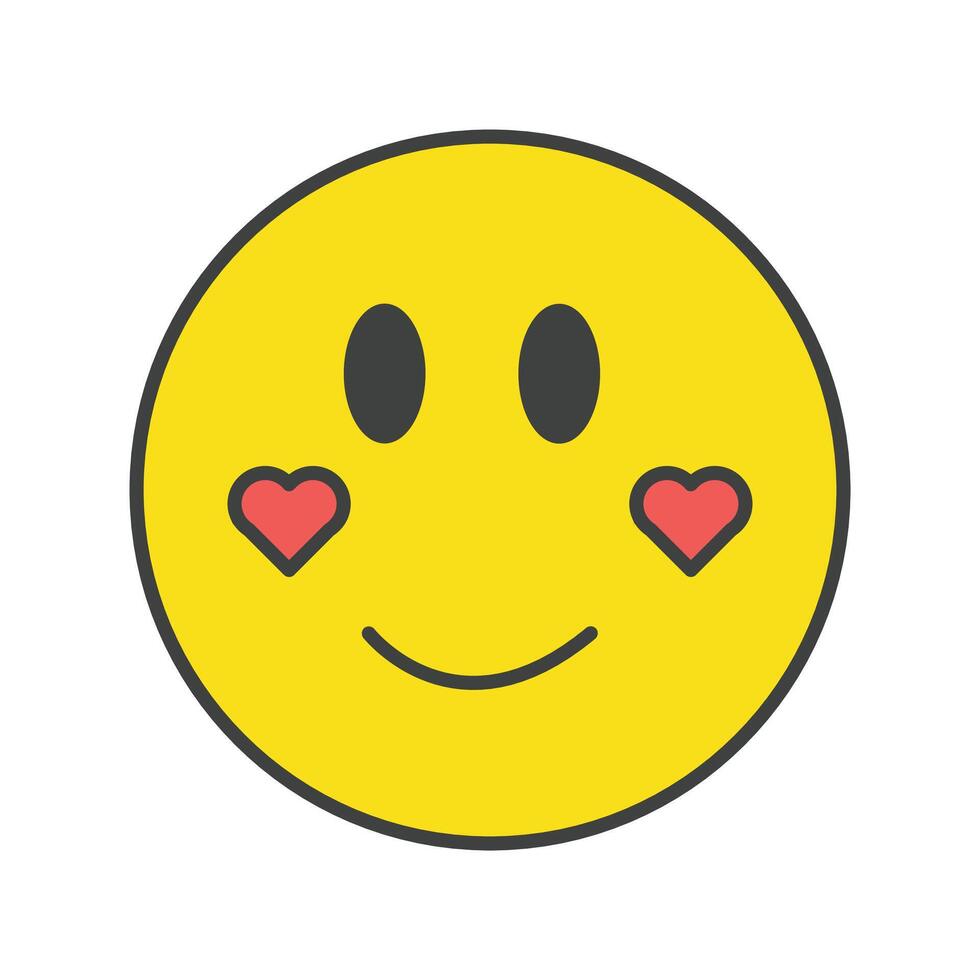 A smiley face with hearts on it vector