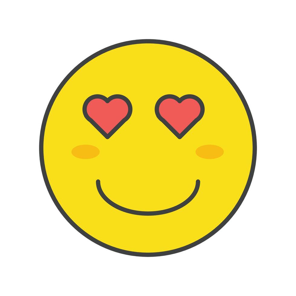 A yellow smiley face with hearts on it vector