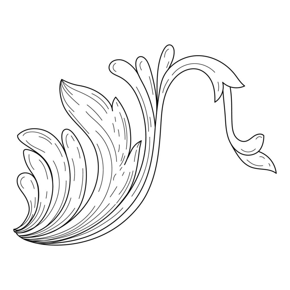 swirl decorative design element filigree calligraphy.Black and white engraved ink art. vintage baroque ornaments, flourishes calligraphic ornament vector