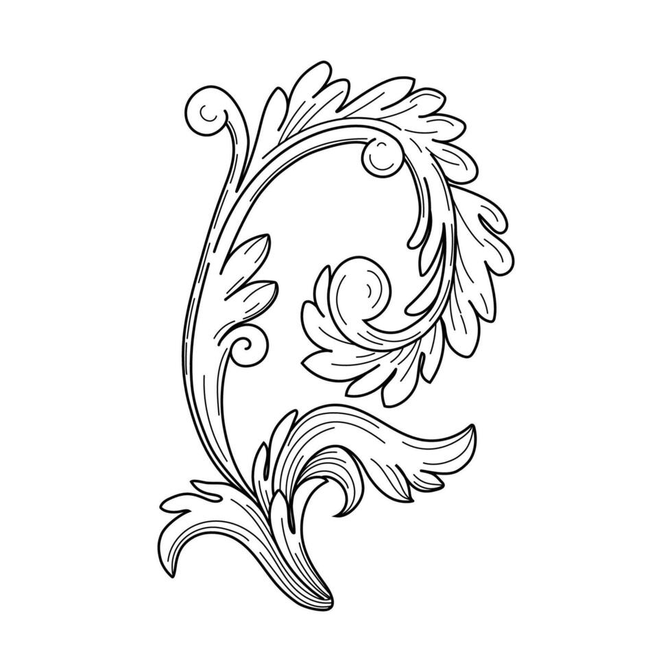 Vintage decorative element engraving with Baroque ornament pattern. vector