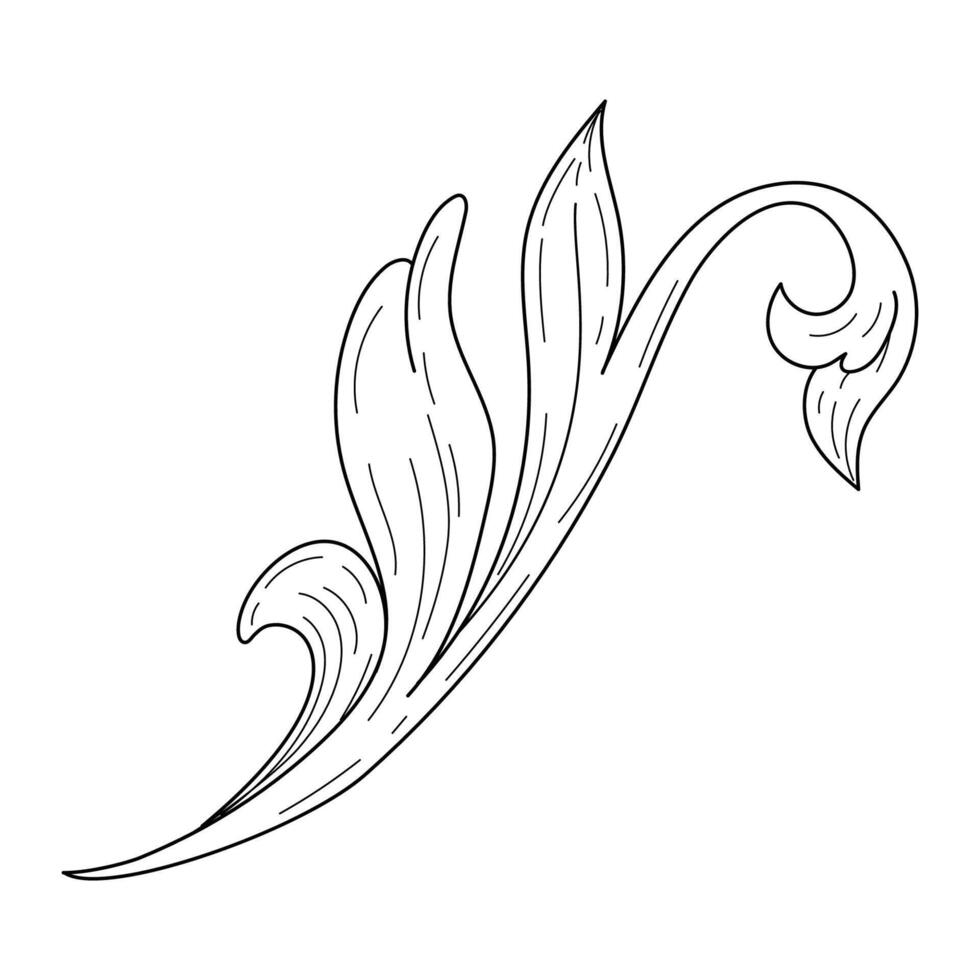 Vintage baroque frame scroll ornament engraving border vector
