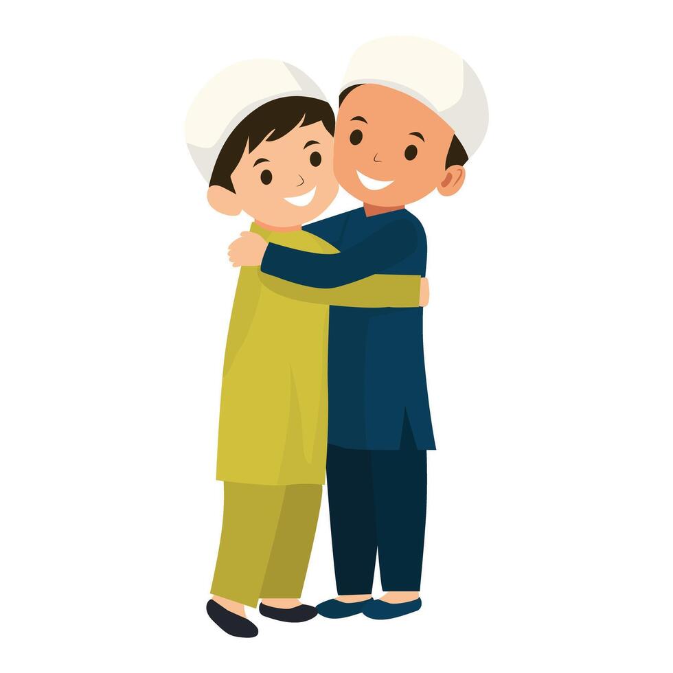 Illustration of Two Boys Embracing vector
