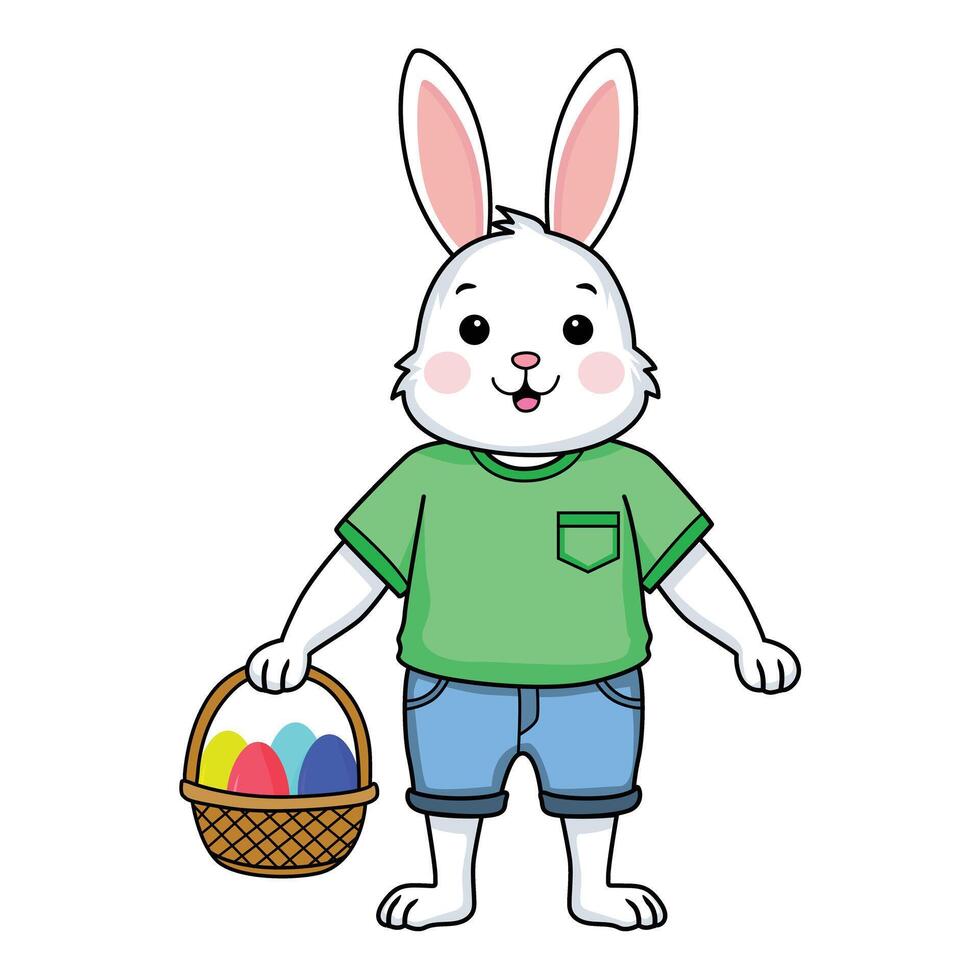 Cartoon Bunny with Easter Basket vector