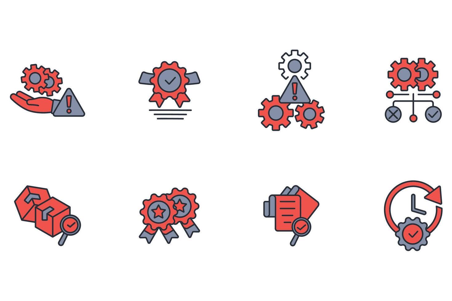Quality control icon set colours vector