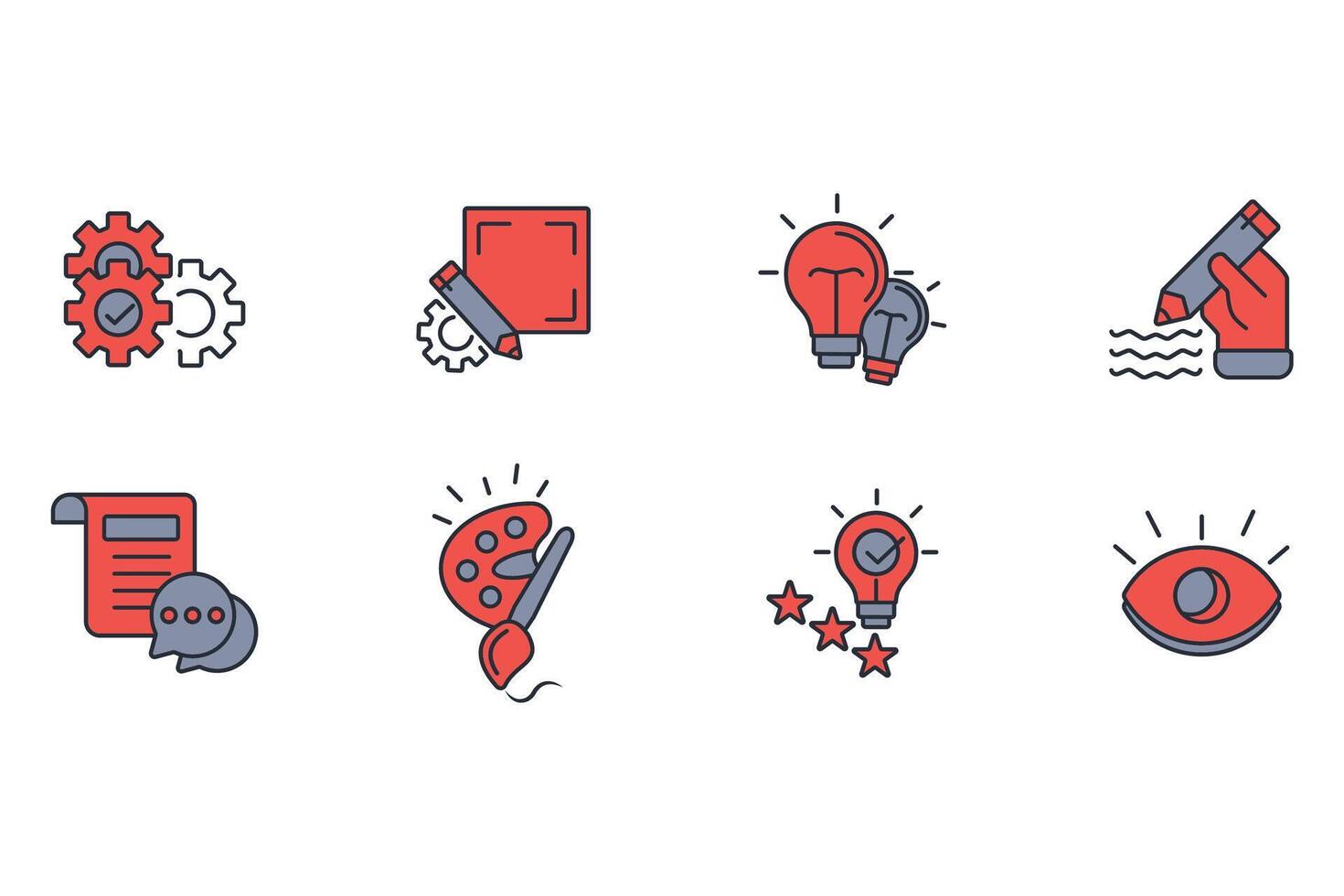 Creativity icon set colours vector