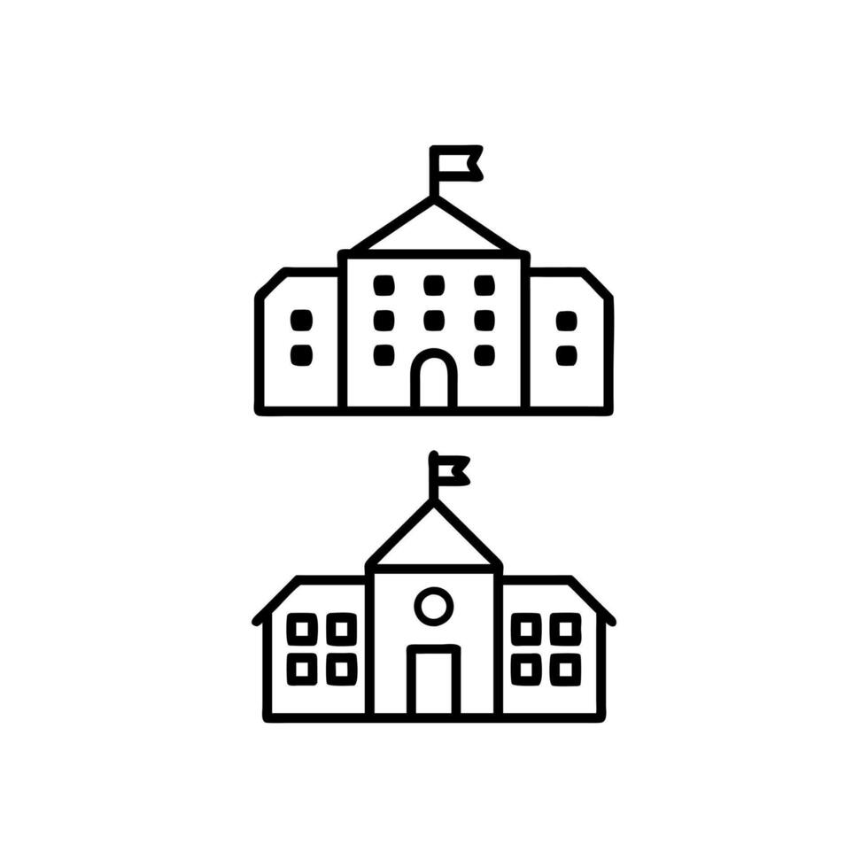 Simple Outline Illustration of Various School Buildings, Buildings, icon set. Various city edifices, houses. linear icons vector
