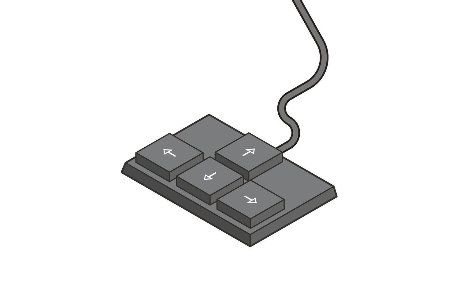 Keyboard control keys with arrow keys in simple isometric style. Illustration of keyboard elements. vector