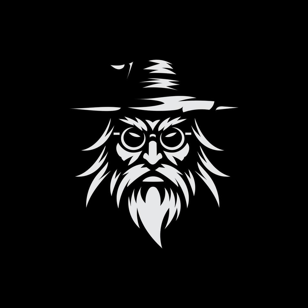 shillouette face of old witch vector