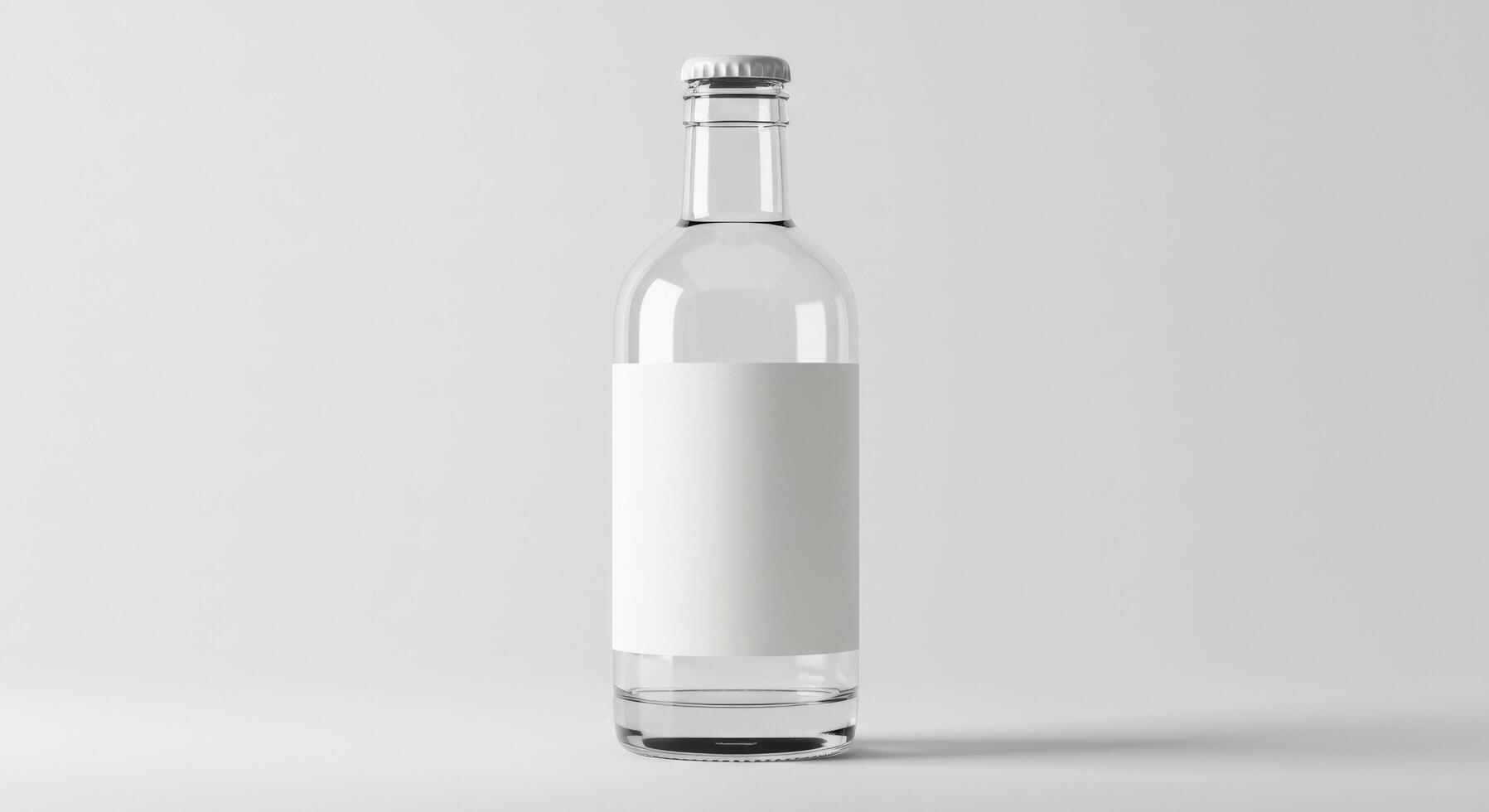 A blank label design for a product shown on a bottle, with a simple background for easy customization. photo
