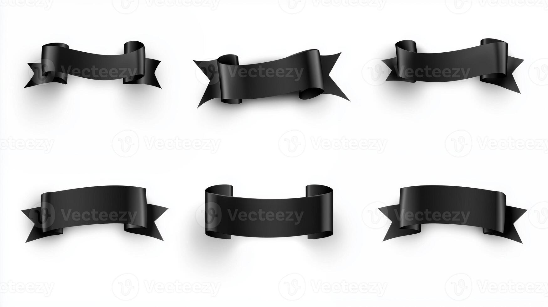 Set of black ribbon labels on a white background. 13 photo
