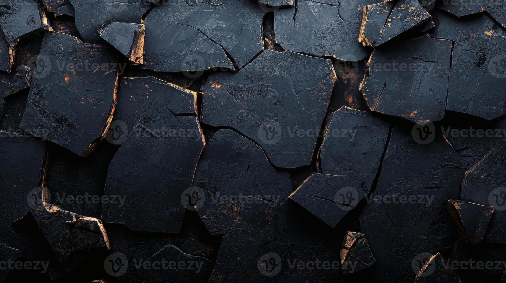 Dark Stone Tiles Forming Unique Texture with Glimmering Edges Background photo