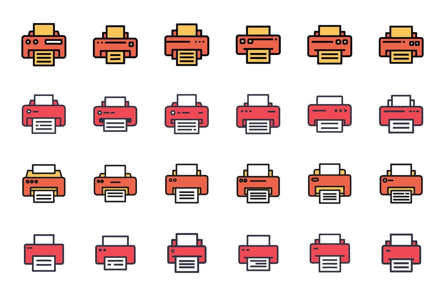 Simple Printer Silhouette Icon Set vector