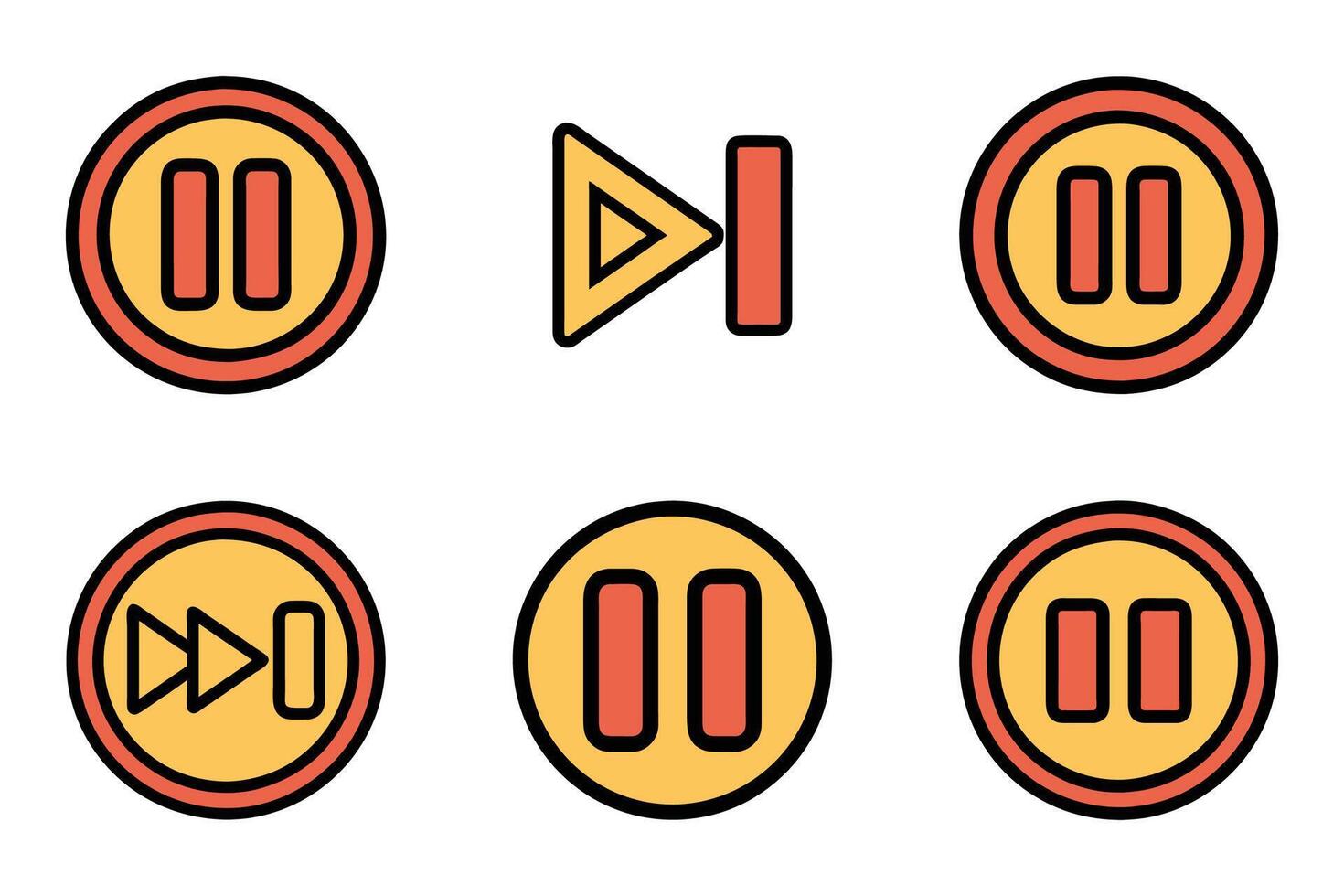 Outline Silhouette Pause Icons Collection vector