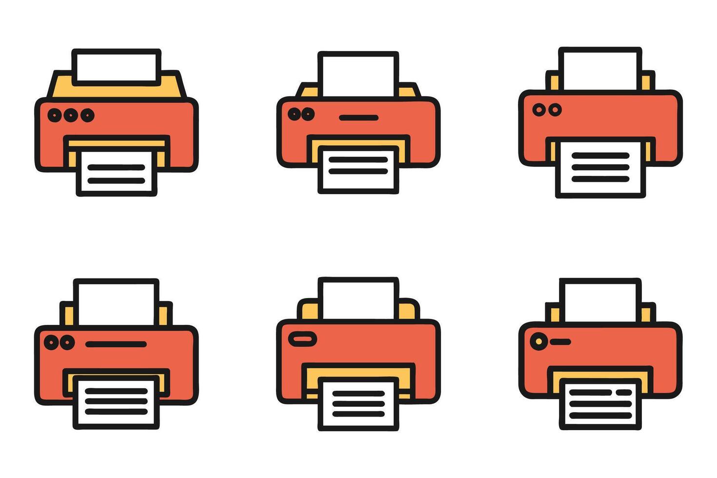 Minimalistic Printer Outline Icon Bundle vector