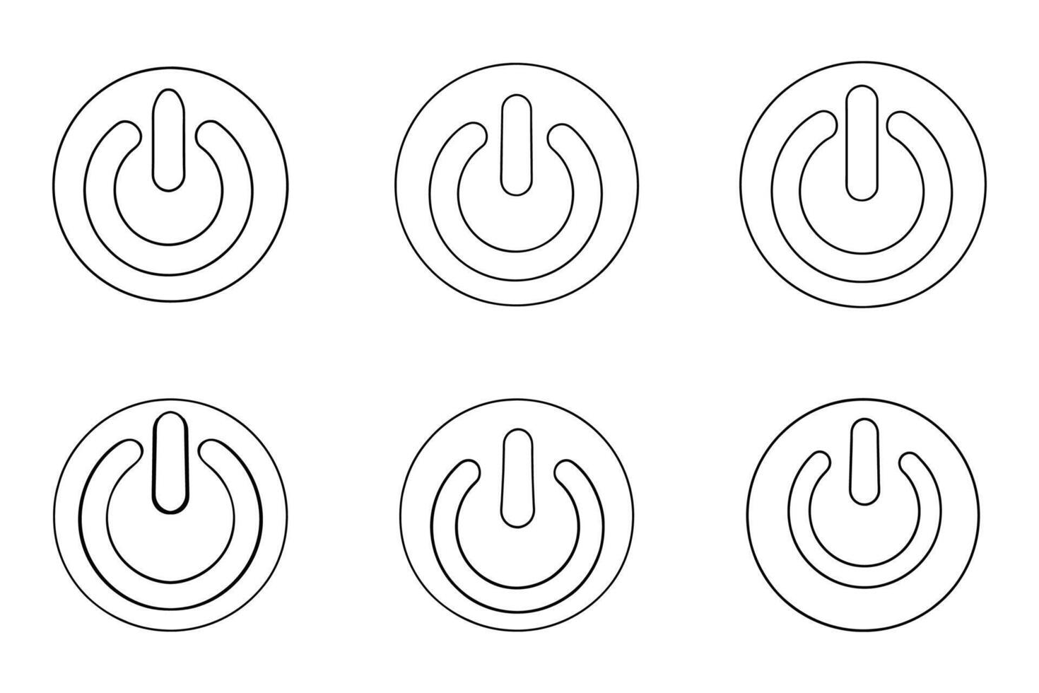 Modern Power Button Outline Silhouette Icons vector