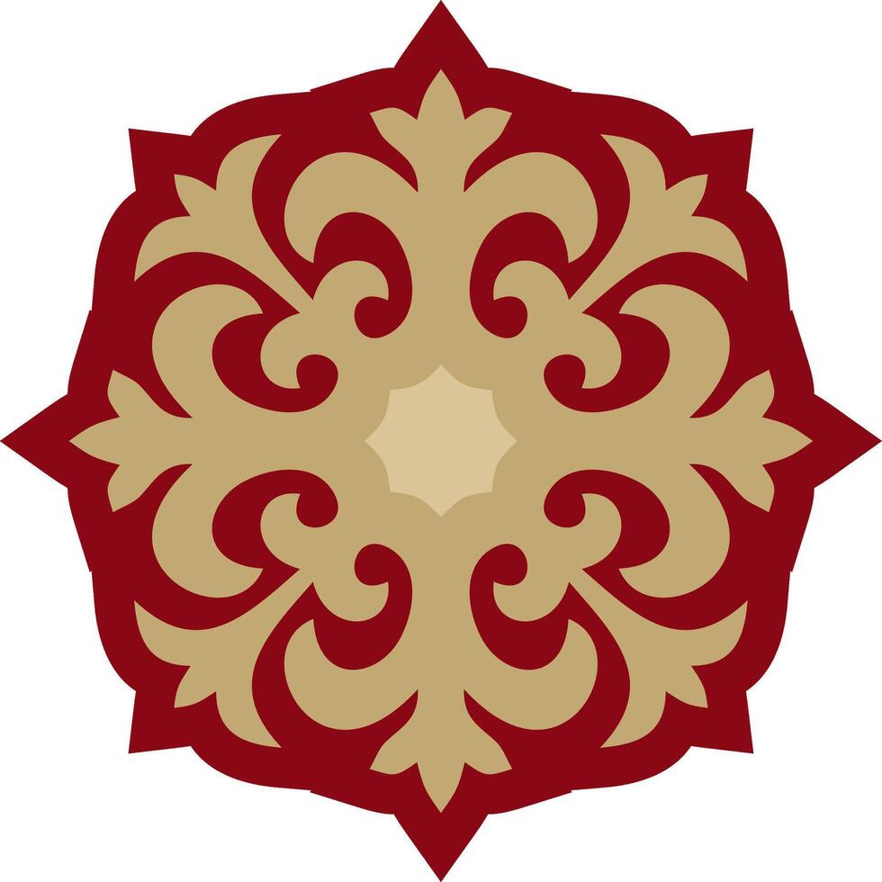 red and gold Kazakh national ornament. Ethnic pattern of the peoples of the Great Steppe vector