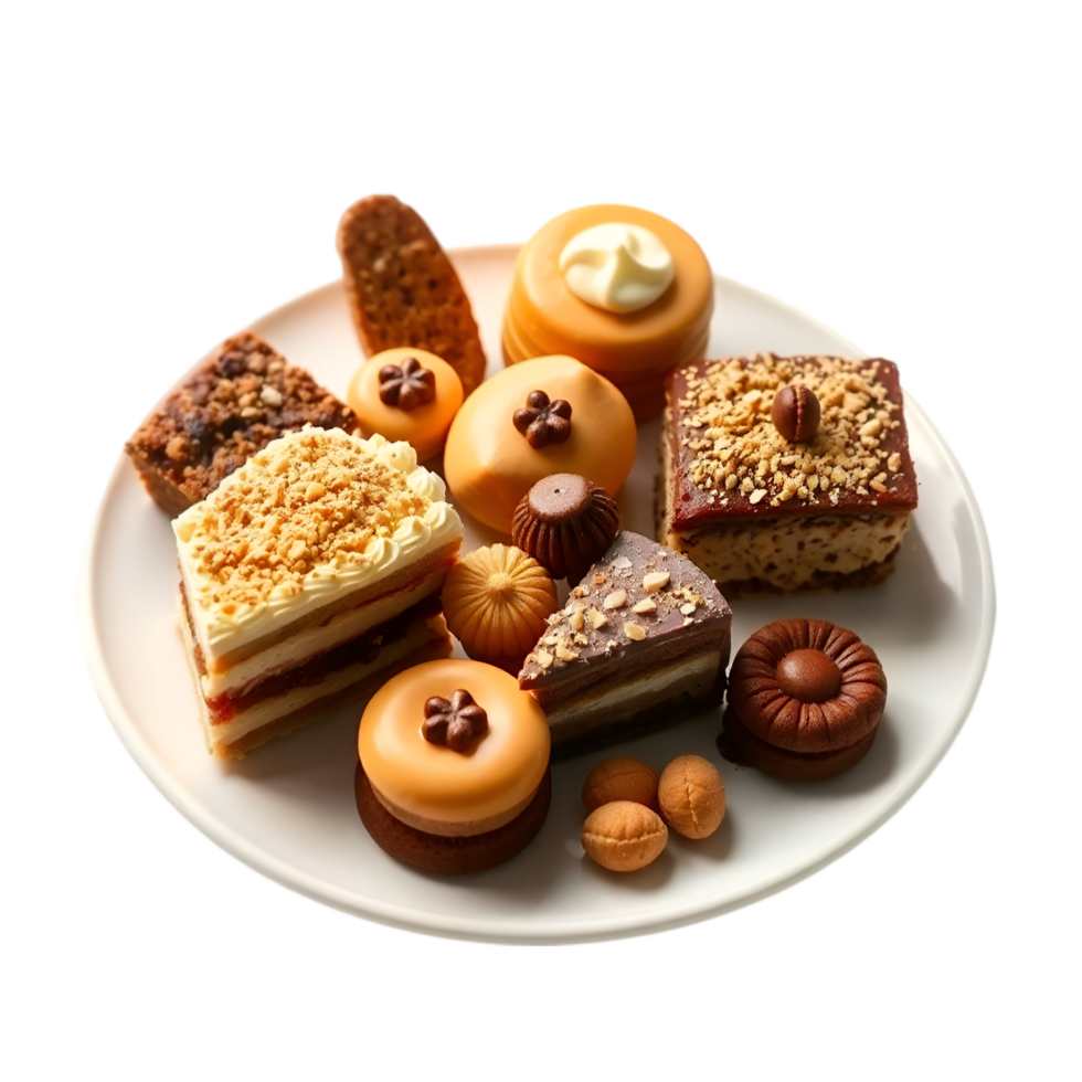 Gourmet Dessert Platter, Assorted Cakes and Cookies png