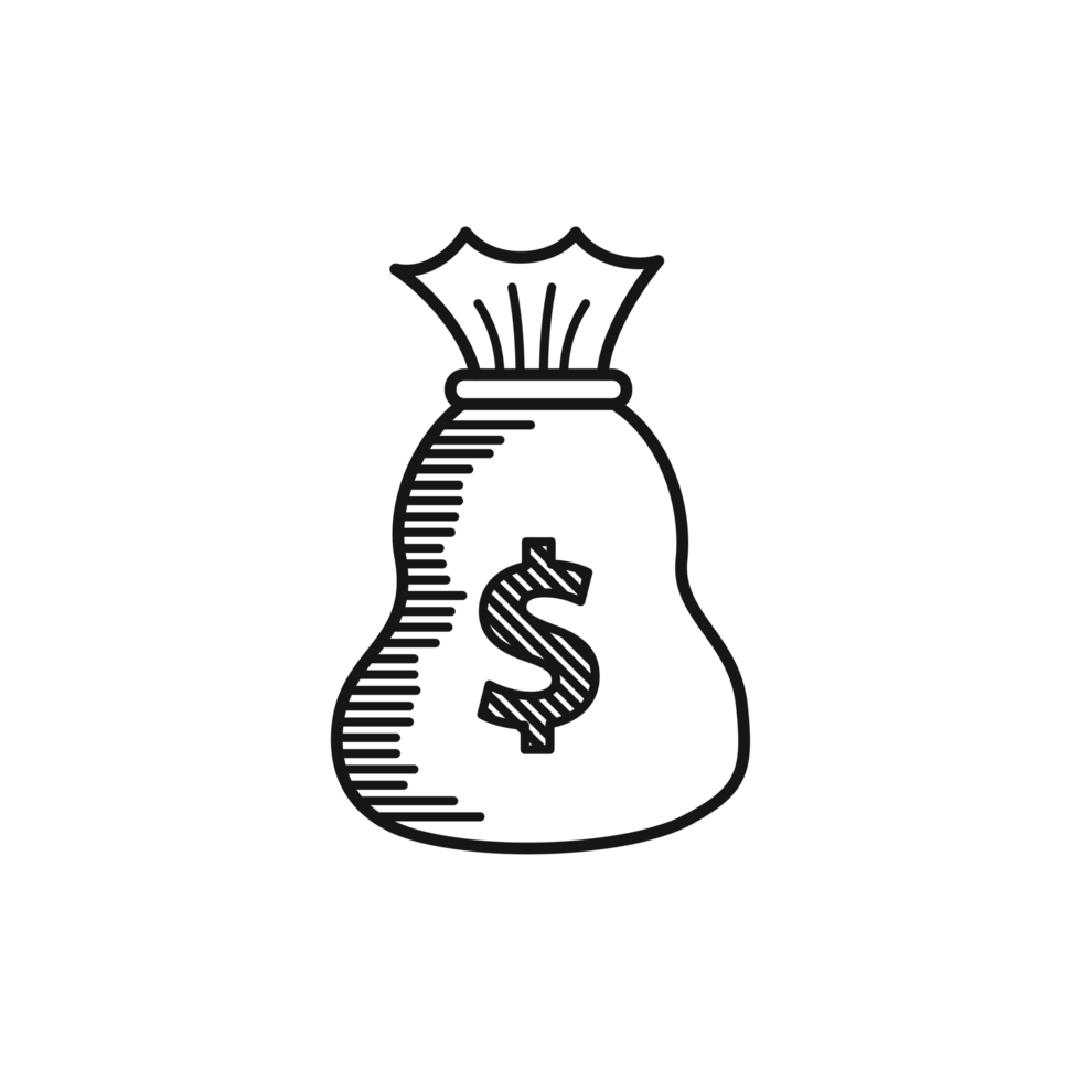 Bag of money outline illustration png