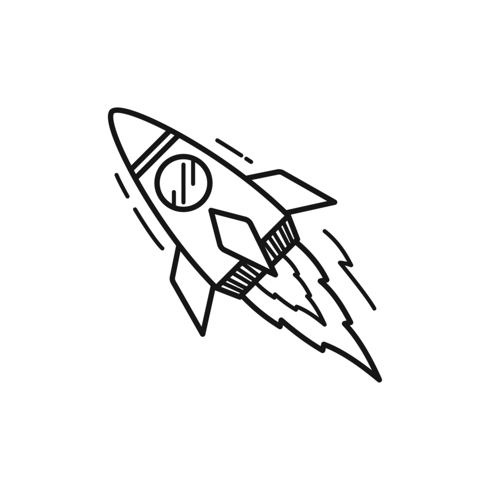 Hand drawn illustration of Rocket Launch png
