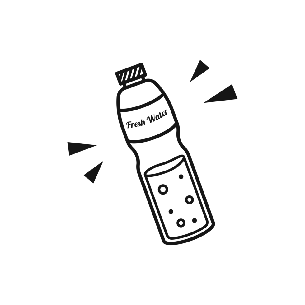 Bottle of freshwater outline illustration png
