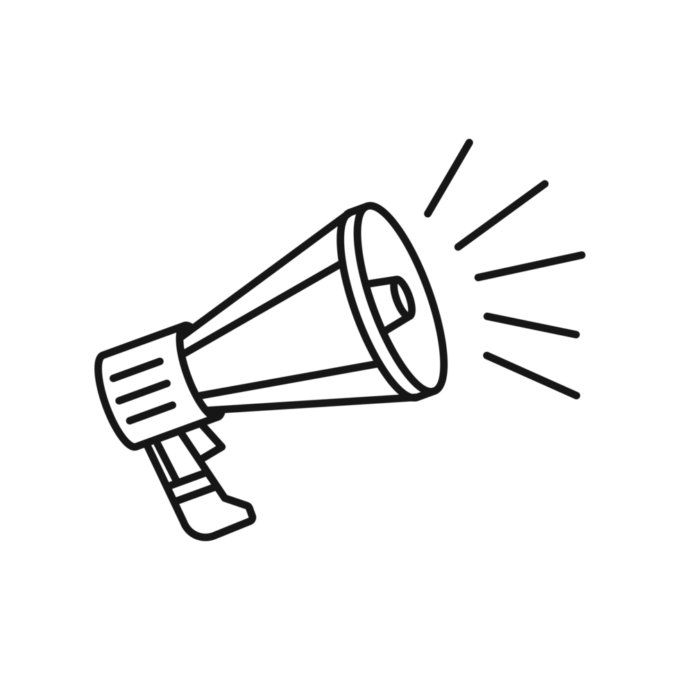 outline illustration of megaphone png