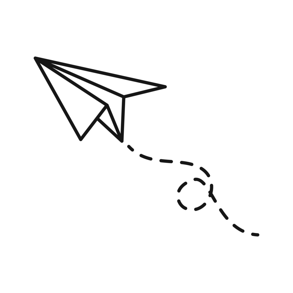 Paper plane flight outline illustration png