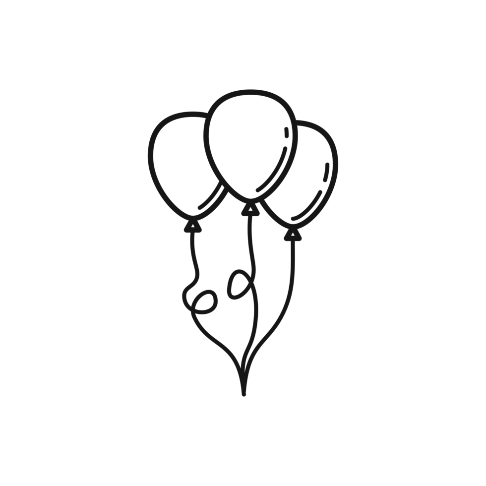 Three Balloons Party outline illustration png