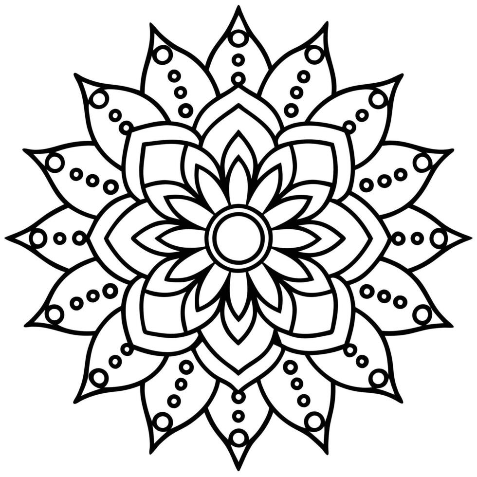 a flower coloring page with large flower vector