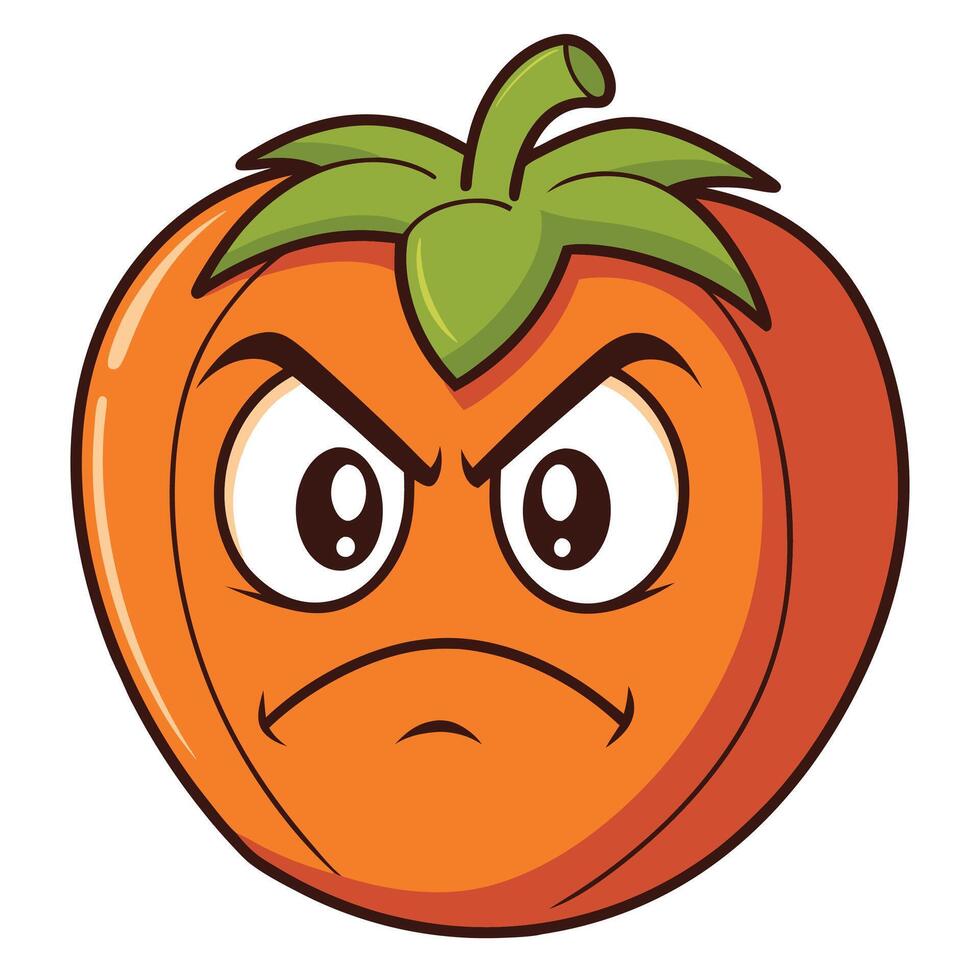 angry orange fruit white background illustration white background vector