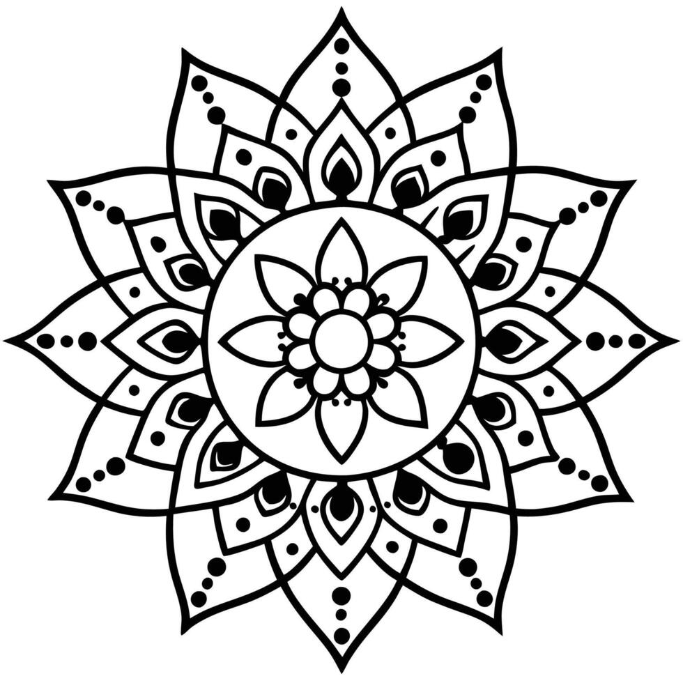 black and white mandala design, white background vector