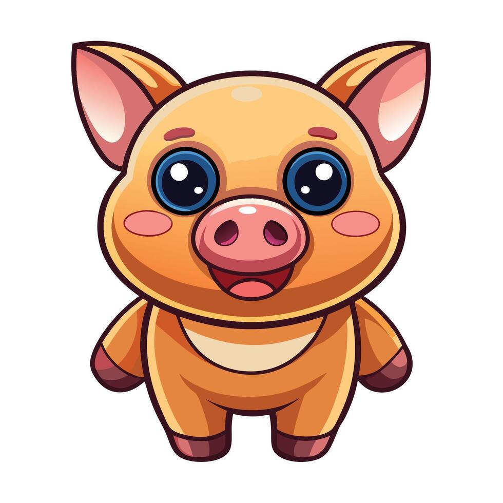 a cartoon pig with big eyes and big nose vector