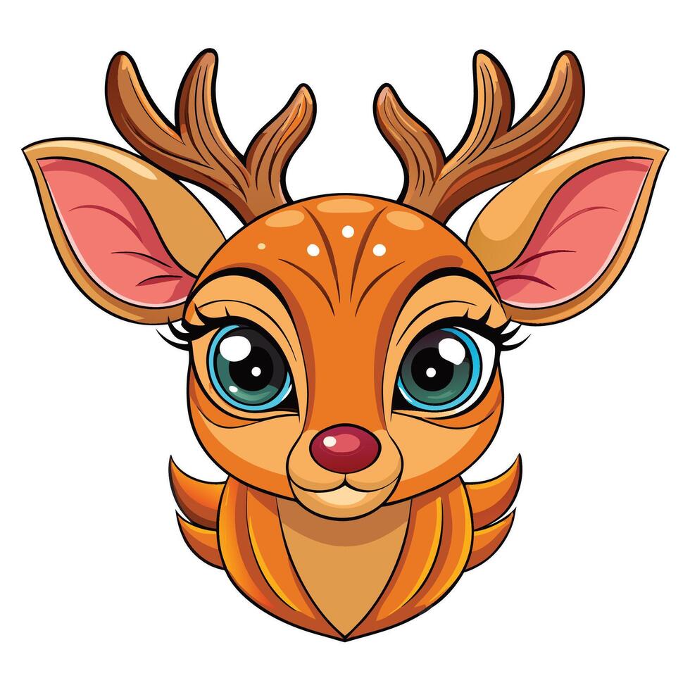 cute deer head white background vector