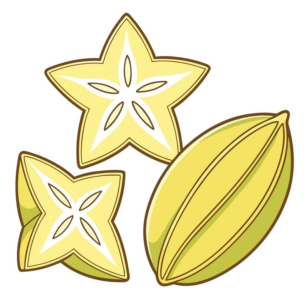star fruit and star fruit star fruit illustration vector