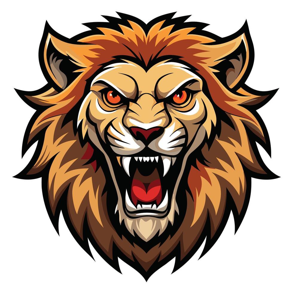 lion head illustration white background vector
