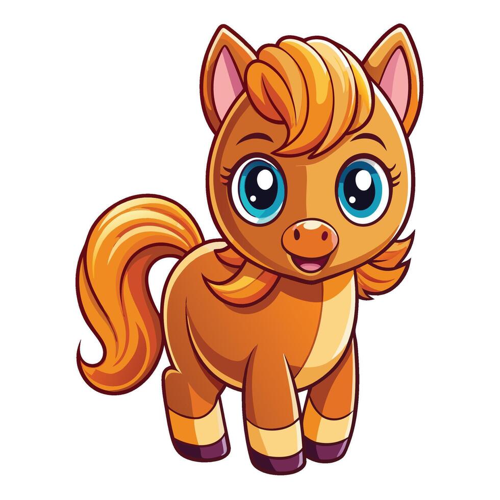 a cartoon horse with blue eyes and a big nose white background vector